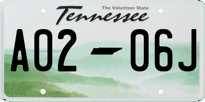 TN license plate A0206J