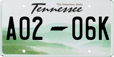 TN license plate A0206K