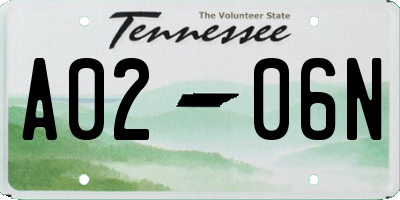 TN license plate A0206N