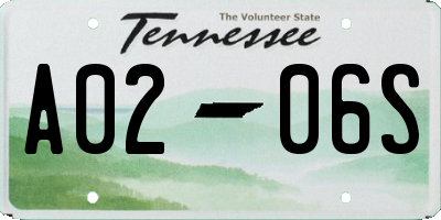 TN license plate A0206S