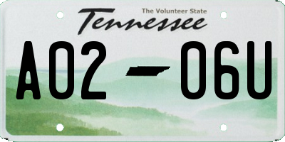 TN license plate A0206U