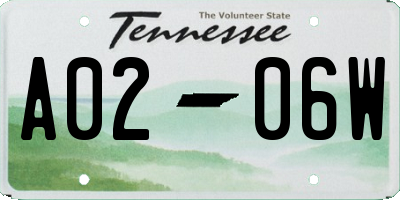 TN license plate A0206W