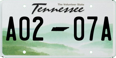 TN license plate A0207A