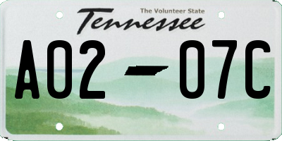 TN license plate A0207C