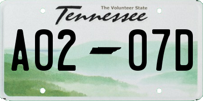 TN license plate A0207D