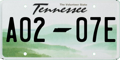 TN license plate A0207E