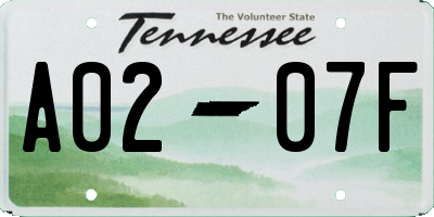 TN license plate A0207F