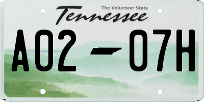 TN license plate A0207H