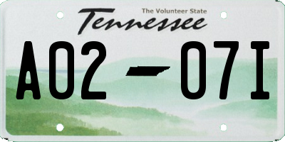 TN license plate A0207I