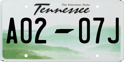 TN license plate A0207J