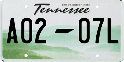 TN license plate A0207L