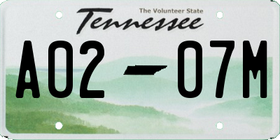 TN license plate A0207M