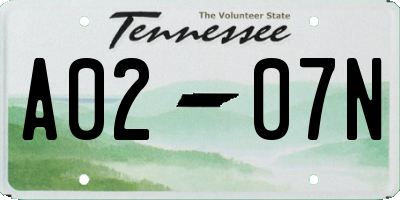 TN license plate A0207N