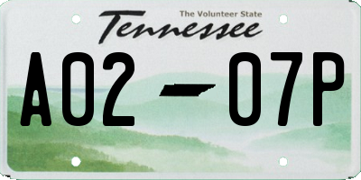 TN license plate A0207P