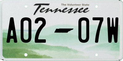 TN license plate A0207W