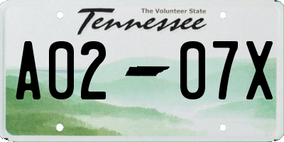 TN license plate A0207X