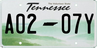 TN license plate A0207Y