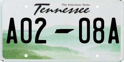 TN license plate A0208A