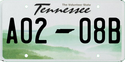 TN license plate A0208B