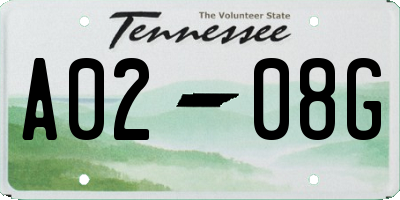 TN license plate A0208G