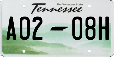 TN license plate A0208H