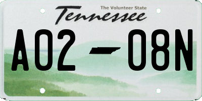 TN license plate A0208N