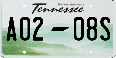 TN license plate A0208S