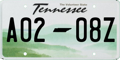 TN license plate A0208Z