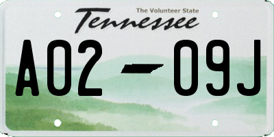 TN license plate A0209J