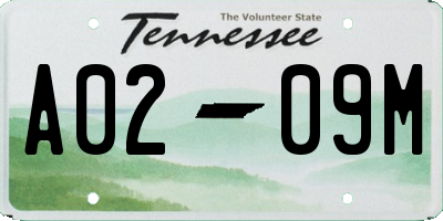 TN license plate A0209M