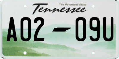 TN license plate A0209U