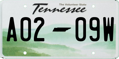 TN license plate A0209W