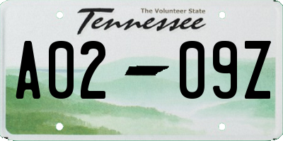 TN license plate A0209Z