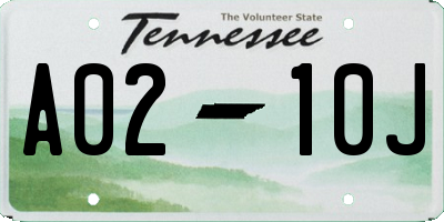 TN license plate A0210J