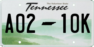 TN license plate A0210K