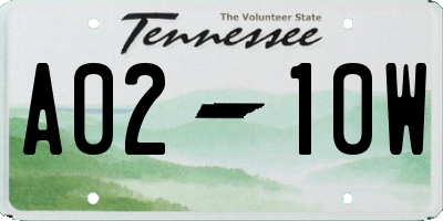 TN license plate A0210W