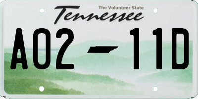 TN license plate A0211D
