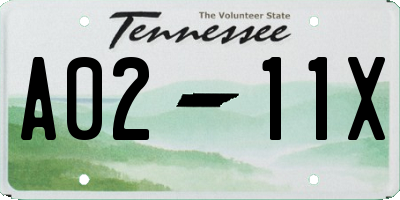 TN license plate A0211X