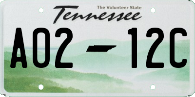 TN license plate A0212C