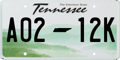 TN license plate A0212K