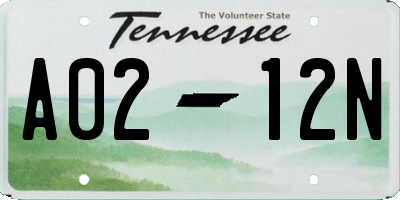 TN license plate A0212N