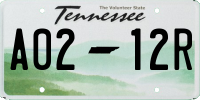 TN license plate A0212R