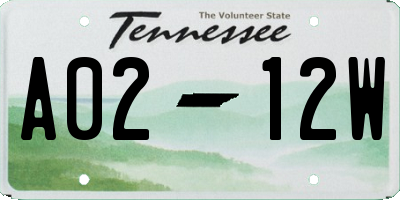TN license plate A0212W