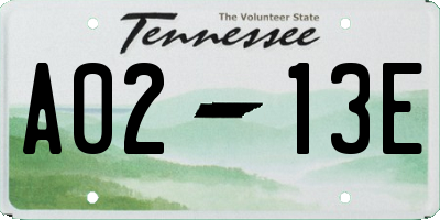 TN license plate A0213E