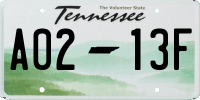 TN license plate A0213F