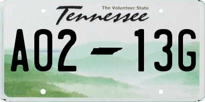 TN license plate A0213G