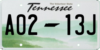 TN license plate A0213J