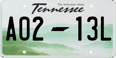 TN license plate A0213L