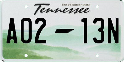 TN license plate A0213N