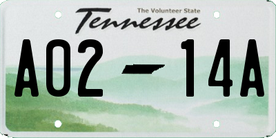 TN license plate A0214A